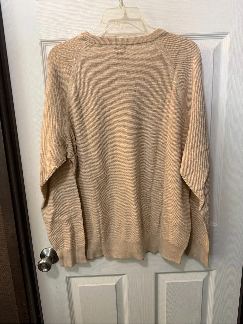 NWT J. Crew Men’s Crewneck Beige Cotton Subtle Waffle Knit Sweater Sz L